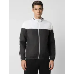 Van Heusen Black Cotton Regular Fit Colour Block Hooded Jacket-picture-24
