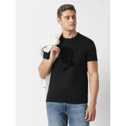 Van Heusen Black Cotton Regular Fit Graphic Print T-Shirt-picture-13