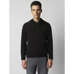 Van Heusen Black Cotton Regular Fit Hooded Jacket-picture-46