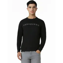 Van Heusen Black Cotton Regular Fit Logo Printed Sweatshirt-picture-19