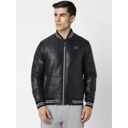 Van Heusen Black Cotton Regular Fit Quilted Bomber Jacket-picture-12