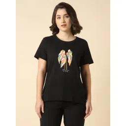 Van Heusen Black Cotton Relaxed Fit Printed T-Shirt-picture-18