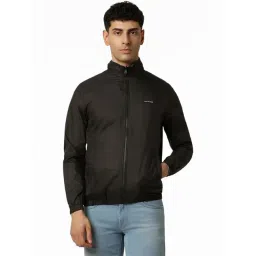 Van Heusen Black Regular Fit Hooded Jacket-picture-34