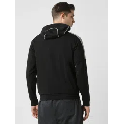 Van Heusen Black Regular Fit Logo Printed Hooded Jacket image 2