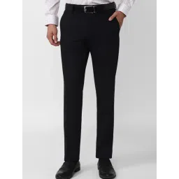 Van Heusen Black Regular Fit Self Pattern Trousers-picture-44