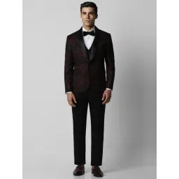 Van Heusen Black Skinny Fit Printed Three Piece Suit-picture-41