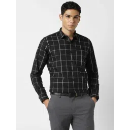 Van Heusen Black Slim Fit Checks Formal Shirt-picture-39