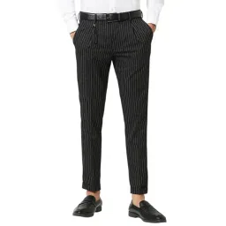 Van Heusen Black Slim Fit Stripes Trousers-picture-47