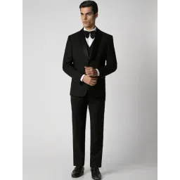 Van Heusen Black Slim Fit Texture Three Piece Suit-picture-42