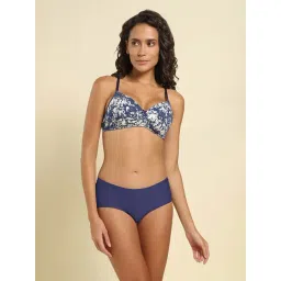 Van Heusen Blue & White Cotton Printed Seamless Bra-picture-33