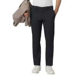 Van Heusen Blue Blended Slim fit Solid Trousers-picture-43