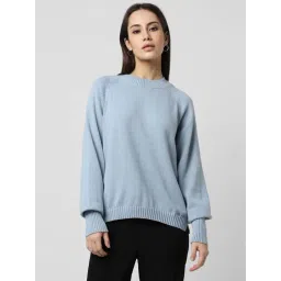 Van Heusen Blue Cotton Crochet Pattern Sweater-picture-31