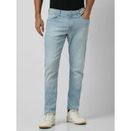 Van Heusen Blue Cotton Polyblend Regular Fit Solid Jeans image 1