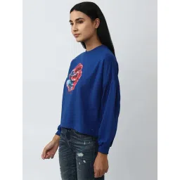 Van Heusen Blue Cotton Printed Sweatshirt image 3