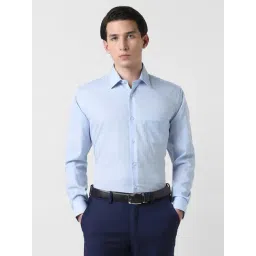 Van Heusen Blue Cotton Regular Fit Checks Shirt-picture-40