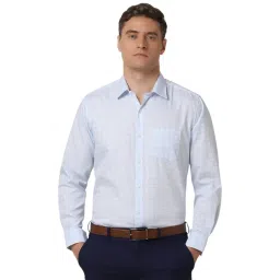 Van Heusen Blue Cotton Regular fit Checks Shirt-picture-28