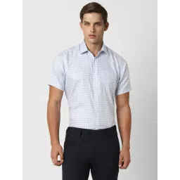 Van Heusen Blue Cotton Regular Fit Checks Shirts-picture-47