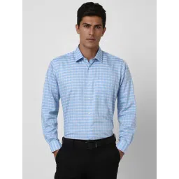 Van Heusen Blue Cotton Regular Fit Checks Shirts-picture-24