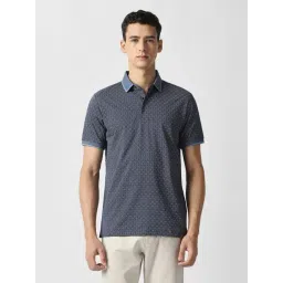 Van Heusen Blue Cotton Regular Fit Printed Polo T-Shirt-picture-21