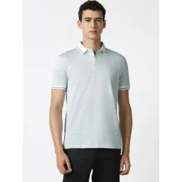 Van Heusen Blue Cotton Regular Fit Printed Polo T-Shirt-picture-35