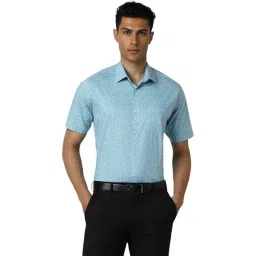 Van Heusen Blue Cotton Regular Fit Printed Shirt-picture-17