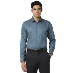 Van Heusen Blue Cotton Regular Fit Printed Shirt-picture-30