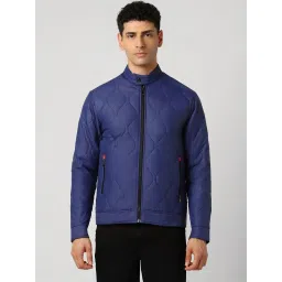 Van Heusen Blue Cotton Regular Fit Quilted Jacket image 1