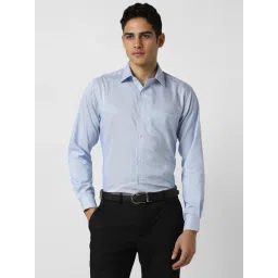 Van Heusen Blue Cotton Regular Fit Self Pattern Shirt-picture-35