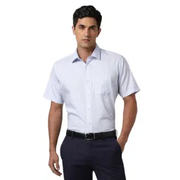 Van Heusen Blue Cotton Regular Fit Striped Shirt-picture-21