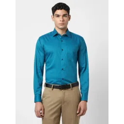 Van Heusen Blue Cotton Regular Fit Texture Shirt-picture-33