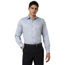 Van Heusen Blue Cotton Regular Fit Texture Shirts-picture-17