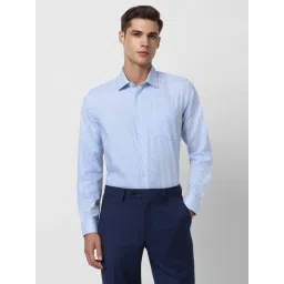 Van Heusen Blue Cotton Slim Fit Checks Shirt-picture-28