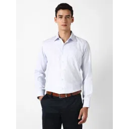 Van Heusen Blue Cotton Slim Fit Chequered Shirt-picture-19