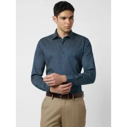 Van Heusen Blue Cotton Slim Fit Printed Shirt-picture-29