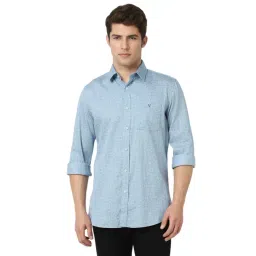 Van Heusen Blue Cotton Slim Fit Printed Shirt-picture-12