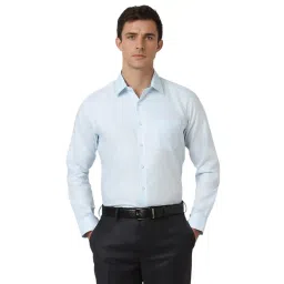 Van Heusen Blue Cotton Slim fit Solid Shirts-picture-25