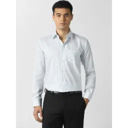 Van Heusen Blue Cotton Slim Fit Striped Shirt-picture-43