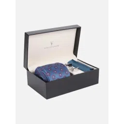 Van Heusen Blue Embroidered Tie with Pocket Square & Cufflink-picture-34