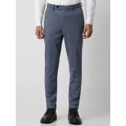 Van Heusen Blue Regular Fit Texture Trousers-picture-45