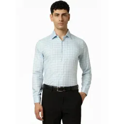 Van Heusen Blue Slim Fit Checks Shirt-picture-33