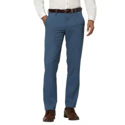 Van Heusen Blue Slim fit Solid Trousers-picture-35