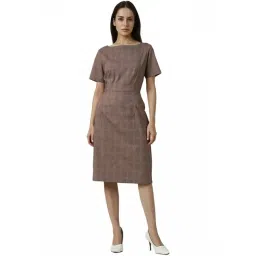 Van Heusen Brown Chequered Dress-picture-37