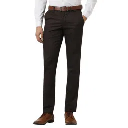 Van Heusen Brown Cotton Polyblend Slim fit Solid Trousers-picture-23