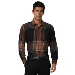 Van Heusen Brown Regular fit Checks Shirts-picture-18