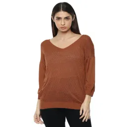 Van Heusen Brown Self Design Sweater-picture-10