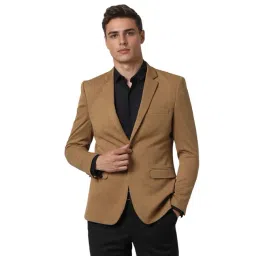 Van Heusen Brown Slim Fit Self Pattern Blazer-picture-37