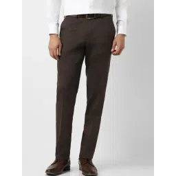 Van Heusen Brown Slim Fit Solid Formal Trousers-picture-22