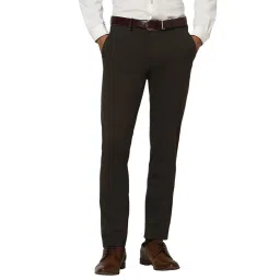 Van Heusen Brown Slim fit Solid Trousers image 1