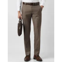 Van Heusen Brown Slim Fit Texture Trousers-picture-12