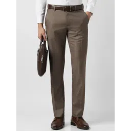 Van Heusen Brown Slim Fit Texture Trousers-picture-27